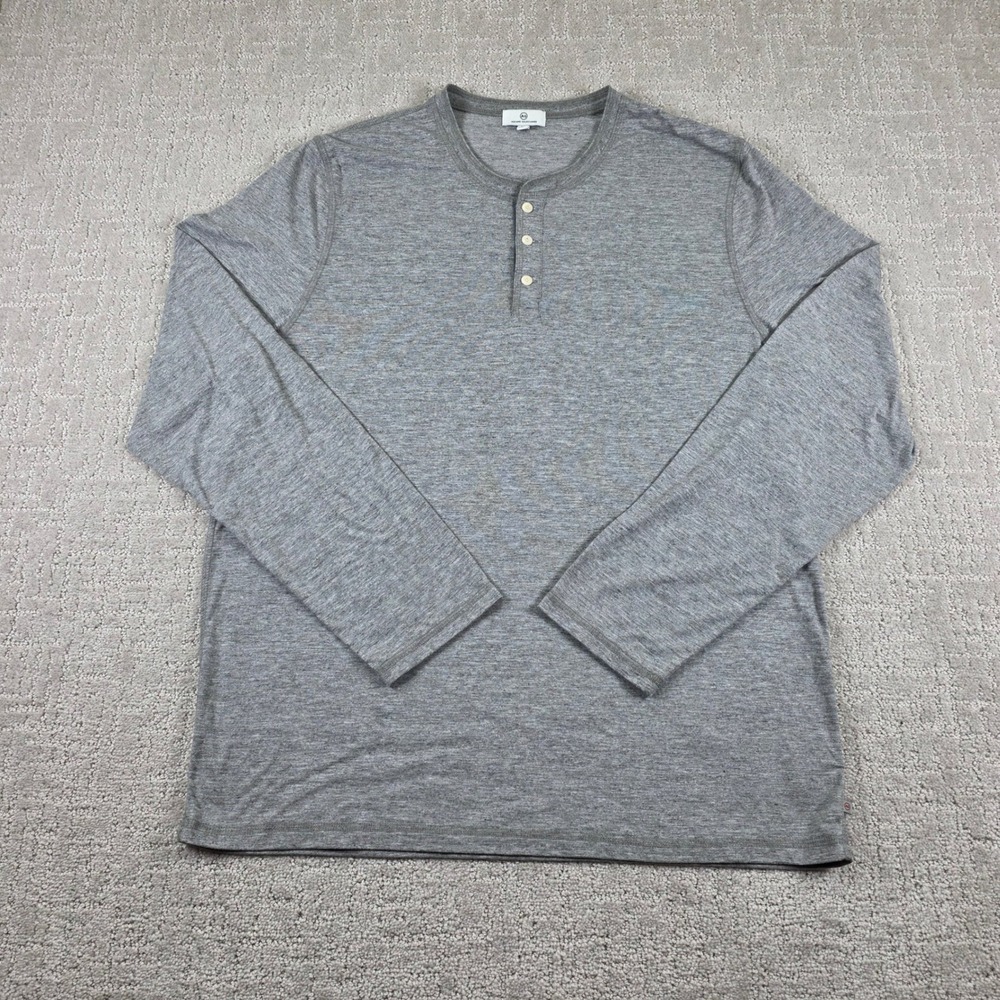 AG Adriano Goldschmied Mens XL Grey Long Sleeve Three Button Henley Shirt Preppy